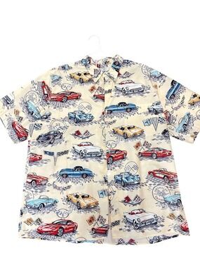 Reyn Spooner Car show Chevy Corvette Car Men's Hawaiian Shirt XXL